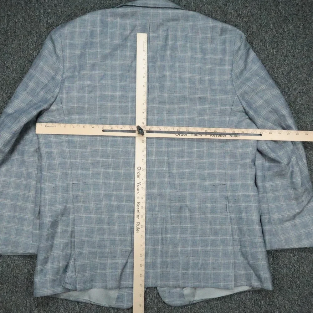 Brooks Brothers Blazer Mens 48R Blue Plaid Regent Fit Wool Linen Sport‎ Coat